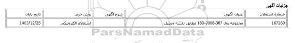 استعلام الکترونیکی، مجموعه رول 18D-0008-387 مطابق نقشه ودیتیل