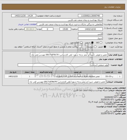 استعلام تعمیر و تعویض شیت لنز صفر درجه شتورز- تلفن کارشناس: 09171879170 مهندس تقی نژاد
