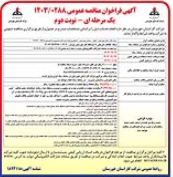مناقصه ارتقای حفاظت فیزیکی 11 ایستگاه گاز  نوبت دوم 