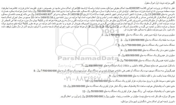 مزایده سیلوی ورودی مواد اولیه بدون فیدر یک دستگاه و...