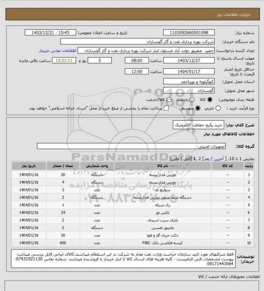 استعلام خرید پکیج حفاظت الکترونیک
