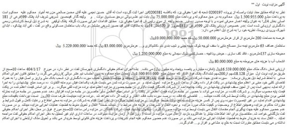مزایده ملک پلاک ثبتی 599فرعی از181مفروز از 570