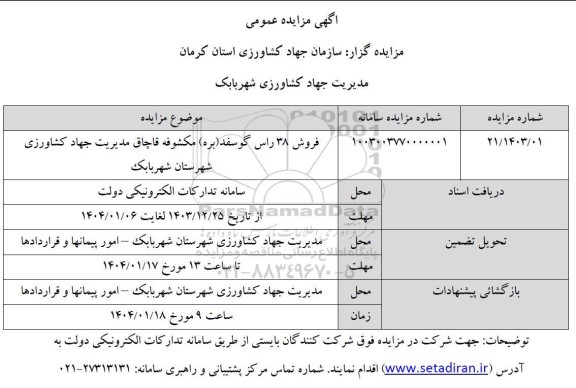 مزایده فروش 38 راس گوسفد (بره) مکشوفه قاچاق