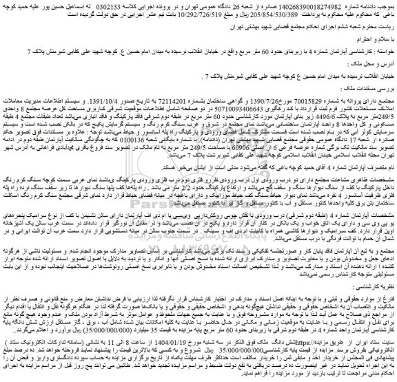 مزایده شش دانگ ملک