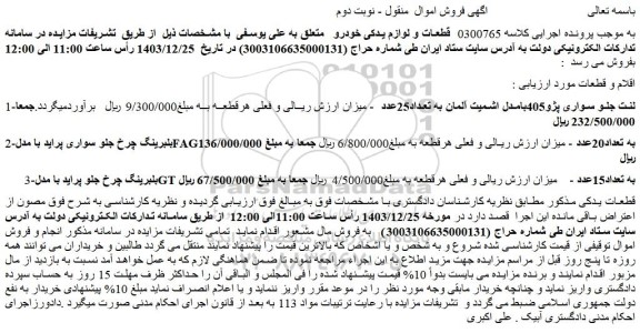مزایده لنت جلو سواری پژو405بامدل اشمیت آلمان به تعداد25عدد و...