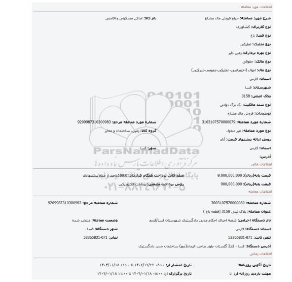 مزایده، فروش مال مشاع