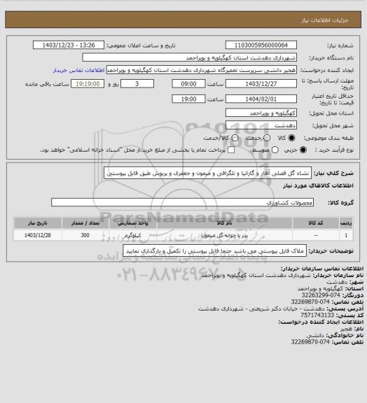 استعلام نشاء گل فصلی آهار و گازانیا و تلگرافی و میمون و جعفری و پریوش طبق فایل پیوستی