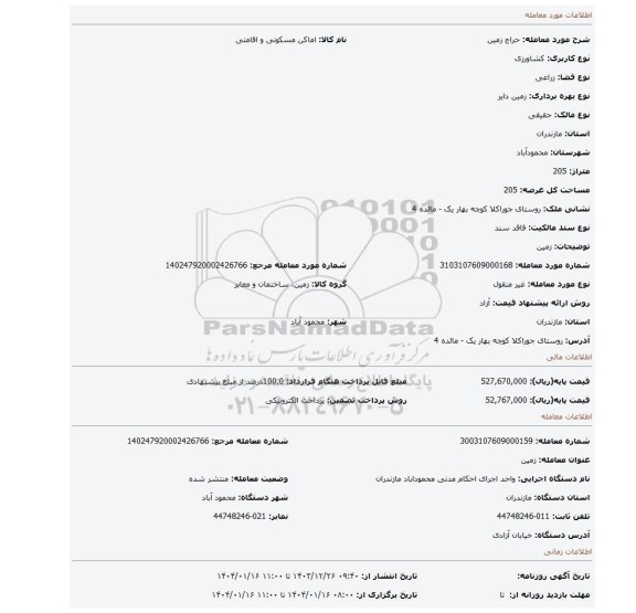 مزایده، زمین
