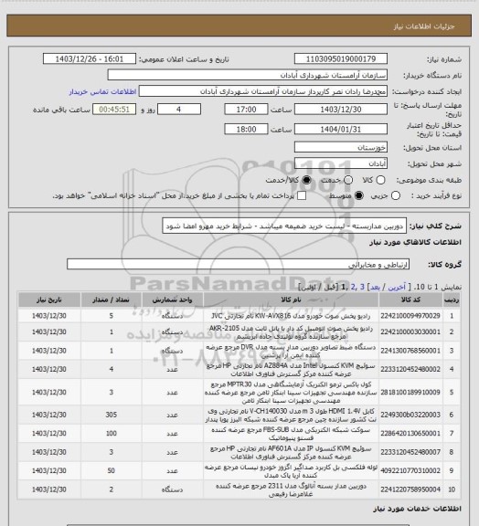 استعلام دوربین مداربسته - لیست خرید ضمیمه میباشد - شرایط خرید مهرو امضا شود