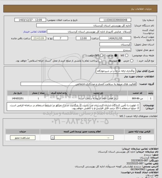 استعلام واگذاری ارائه خدمات در شیرخوارگاه
