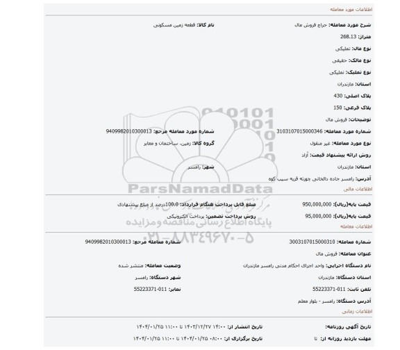 مزایده، فروش مال