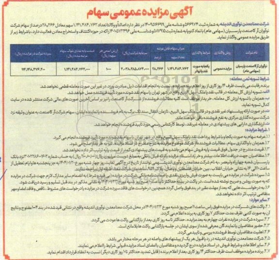 آگهی مزایده عمومی سهام 