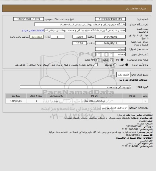استعلام الکترود یکبار
