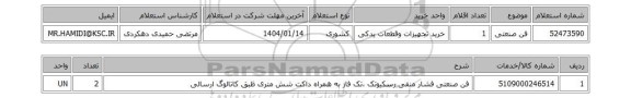 استعلام فن صنعتی
