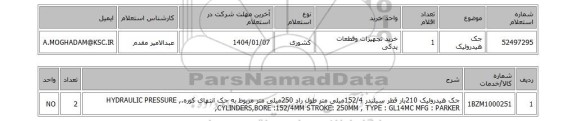استعلام جک هیدرولیک