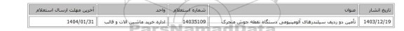تأمین دو ردیف سیلندرهای آلومینیومی دستگاه نقطه جوش متحرک