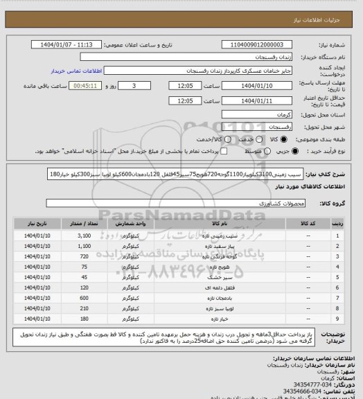 استعلام سیب زمینی3100کیلوپیاز1100گوجه720هویج75سیر45فلفل 120بادمجان600کیلو لوبیا سبز300کیلو خیار180