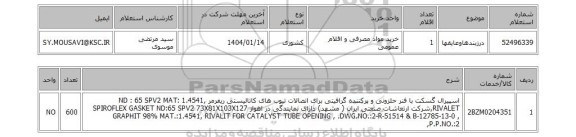 استعلام درزبندهاوعایقها