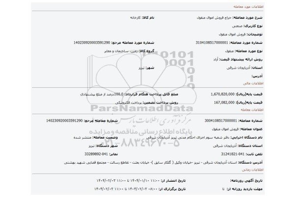مزایده، فروش اموال منقول