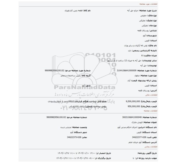 مزایده، حق آبه