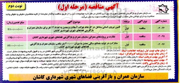 مناقصه تامین نیروی انسانی .....