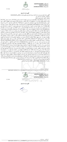 مزایده ششدانگ یک دستگاه خودروی سواری هیوندا