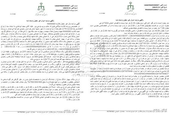 مزایده فروش شش دانگ اعیان پلاک ثبتی