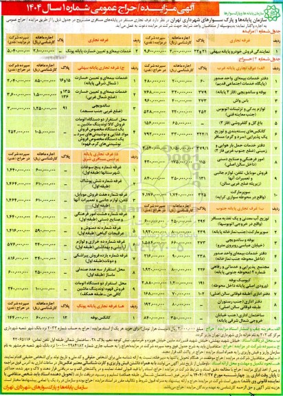 مزایده غرف تجاری مستقر در پایانه های مسافری