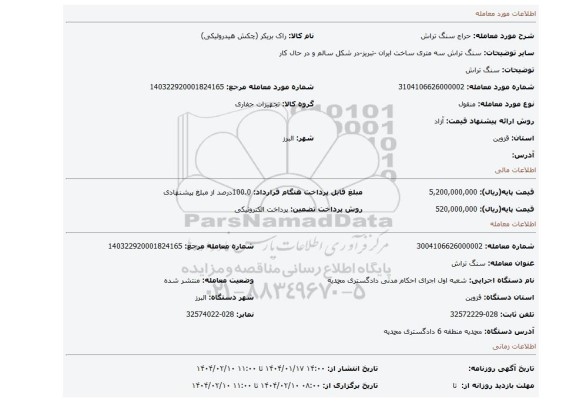 مزایده، سنگ تراش