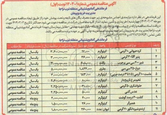 مناقصه کره حیوانی 10 گرمی ...