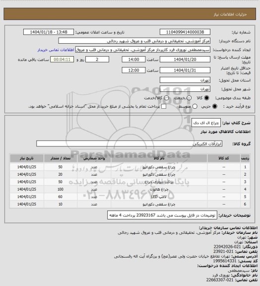 استعلام چراغ ال ای دی