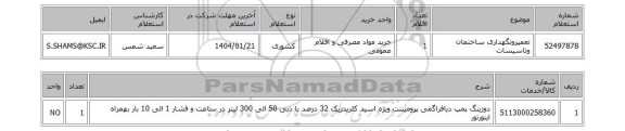 استعلام تعمیرونگهداری ساختمان وتاسیسات