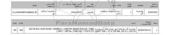 استعلام رولرضربه گیر