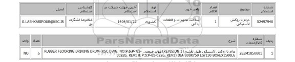 استعلام درام با روکش لاستیکی