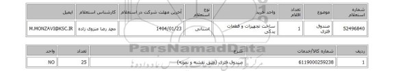 استعلام صندوق فلزی