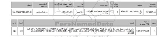 استعلام رولر جوشی دبل دک سایز 115