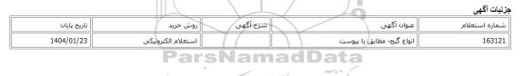 استعلام الکترونیکی، انواع گیج- مطابق با پیوست