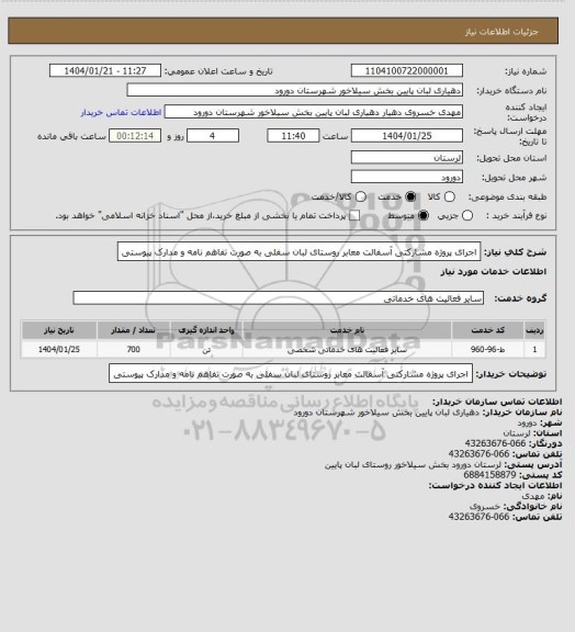 استعلام اجرای پروژه مشارکتی آسفالت معابر روستای لبان سفلی  به صورت تفاهم نامه و مدارک پیوستی