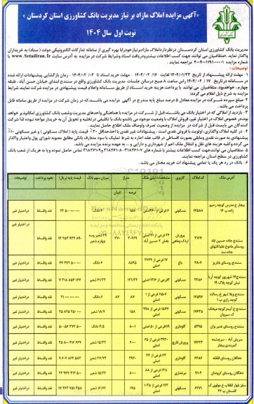 مزایده املاک مازاد