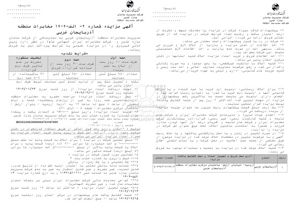 مزایده فروش زمین خالی فیرورق