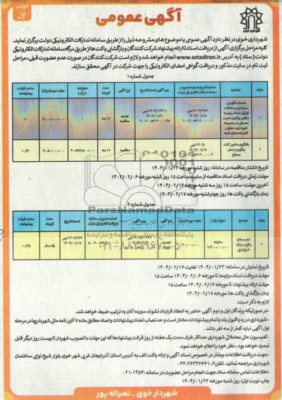 مزایده و مناقصه اجاره مغازه ...