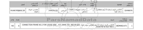 استعلام کانکشن فریم شماره 2 (پنج غلطکی سمت لوز)