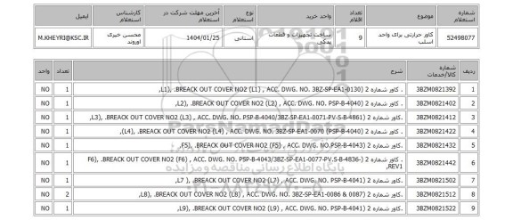 استعلام کاور حرارتی برای واحد اسلب
