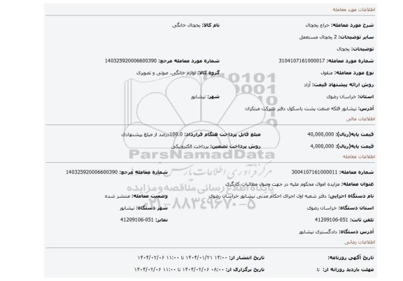 مزایده، یخچال