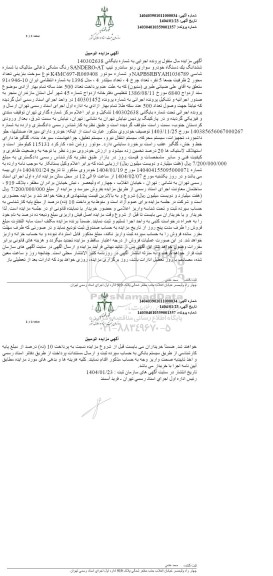 مزایده فروش خودرو سواری رنو ساندرو تیپ SANDERO-AT رنگ مشکی ذغالی مدل 1396