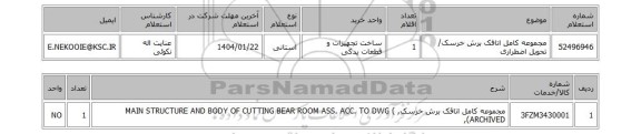 استعلام مجموعه کامل اتاقک برش خرسک/ تحویل اضطراری