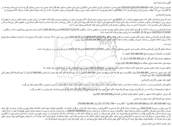 مزایده سهام از شرکت آلکان بهسوزان (CNG) 