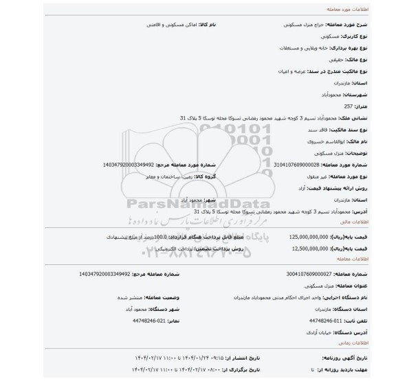 مزایده، منزل مسکونی