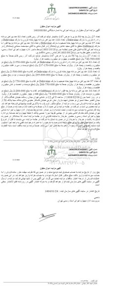 مزایده فروش تعداد 27 رول پارچه 50 متری با عرض 147 سانتیمتر تولید شرکت آذر رئیس قائم و تعداد 93 عدد پیراهن مردانه
