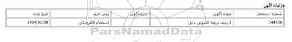 استعلام الکترونیکی، 2 ردیف دریچه کشویی پاتیل